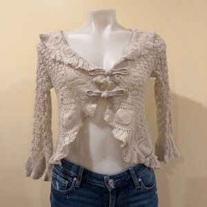 Rare Y2K lace and ruffles fairycore cardigan by  Guinevere size small